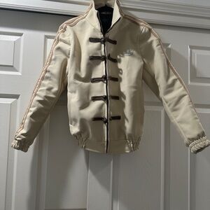 Adidas Cream Bomber Jacket with Brown Details